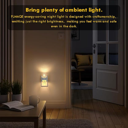 LED Night Light 2 Pack, Dimmable, Dusk to Dawn Sensor, 0-100 LM Adjustable Brightness, 3000K, Wall Mounted, Starry Sky Pattern Etched Within，Applies to Bedroom, Hallway, Plug in Night Light