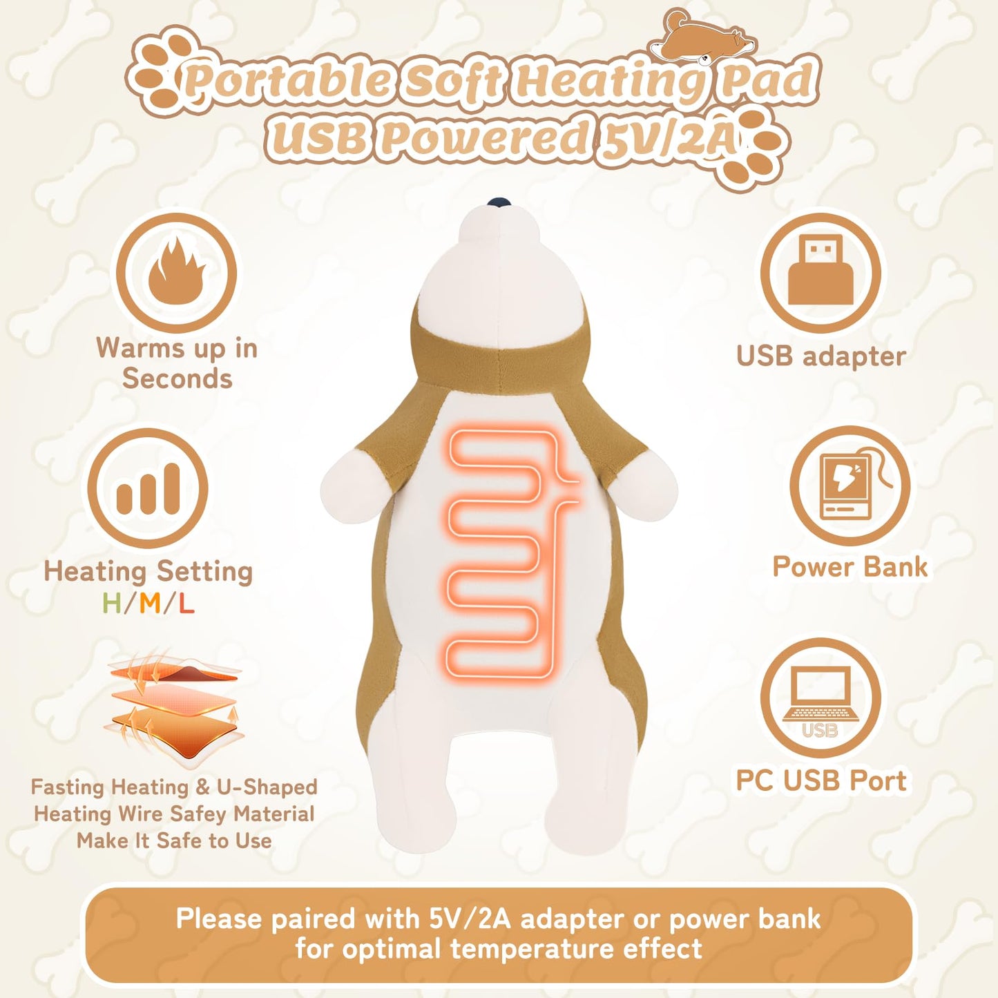 Electric Heating Pad for Period Cramps, Cuddly Soft 14" Capybara Plush with a Hot Soft Belly USB Powered, Menstrual Heating Pad Neck Shoulder Pain Relief, Gift for Women Daughter Wife