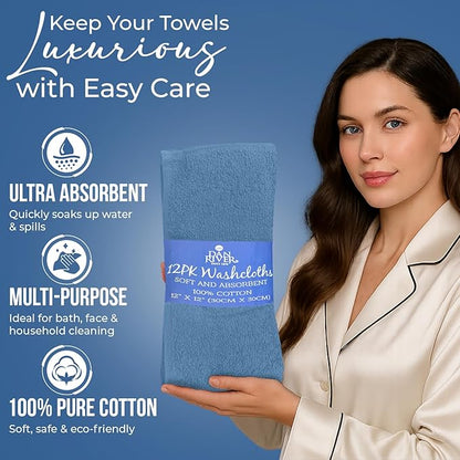DAN RIVER 12 Pack Wash Cloths for Showering