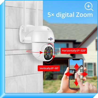 Hiseeu 3MP Security Camera Outdoor,WiFi Camera, Auto Tracking&Light Alarm Floodlight & Color Night Vision,Two-Way Audio, Plug-in Cable,Compatible Wireless System