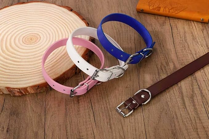 Pink Soft Leather Dog Collar for Small,Medium, Large Dog, Comfortable and Adjustable (Wide: 0.95'' for Dog's Neck: 13''~18'', Pink, L)