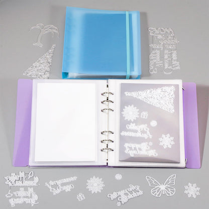 UNIMEIX 24 Pcs Magnetic Sheets for Die Storage with Purple and Blue Binder Covers, Stamp and Die Storage Pockets Storage for Card Making Supplies(0.8 mm Thickness)
