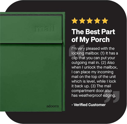 Adoorn Lockable Wall Mount Mailboxes for Outside - Large Anti-Theft Locking Mailbox for Letters - Weatherproof Construction - Durable Steel - 18.5" H x 15" L x 7.5" D - Forest Green