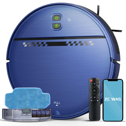 Robot Vacuum and Mop Combo, 2-in-1 Robot Vacuum Cleaner, Perfect for Pet Hair, Hard Floor and Carpet, Anti-Bump, Anti-Fall, App, Voice and Remote Control