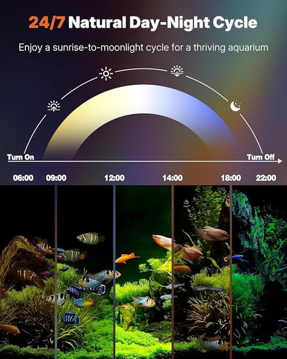 Pawfly 38 W Aquarium LED Light for 36" to 48" Tanks 24/7 Extendable Fish Tank with Full Spectrum IP68 Waterproof Light with D/N Mode Single Color Effects Timer and Adjustable Brightness