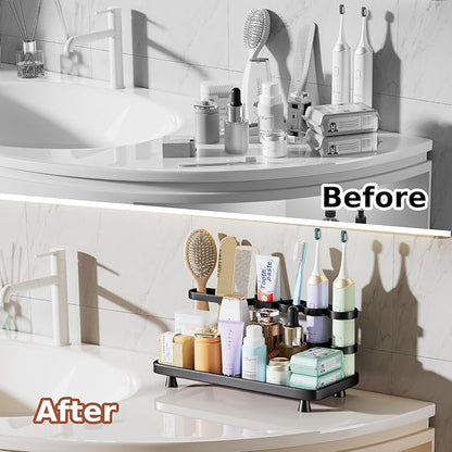 Electric Toothbrush Holder for Bathroom Countertop 5 Metal Slots Toothpaste