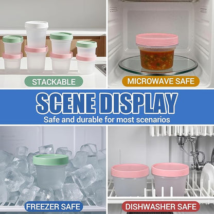 6 Pack 6.8oz Food Storage Containers, Plastic Containers with Twist Top Lid, Reusable Dishwasher Freezer Safe Airtight, Takeout Container - Ideal for Soup and More