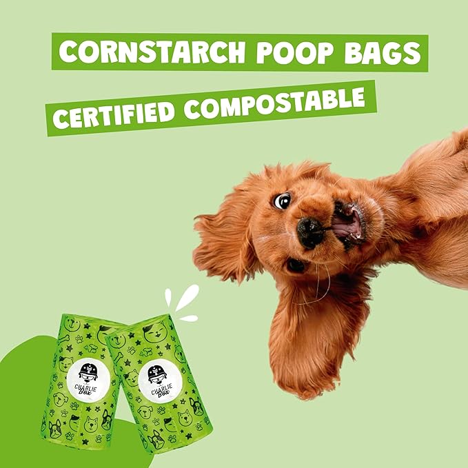Certified Compostable Dog Poop Bags – ASTM D6400 Plant-Based Cornstarch Biodegradable Pet Waste Bags, Extra Thick Leak-Proof, Fits Standard Dispensers (120)