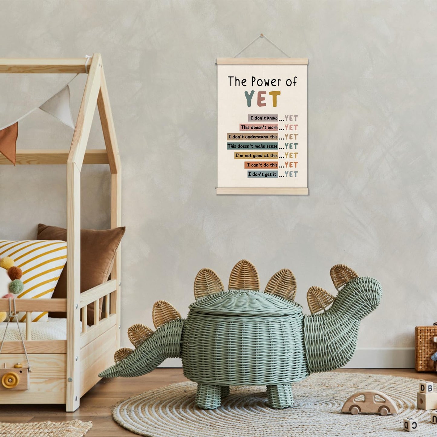DOI-LANEE The Power of Yet Poster - Motivational Inspirational Wall Decor, Mental Health Therapy Office Decor, Growth Mindset Wall Art for Homeschool Classroom Counselor, 16x12 Inch