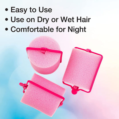 Conair Foam Hair Rollers - Heatless hair curlers - Foam Rollers - Heatless Hair rollers in Large - Pink - 9 Count w/storage case