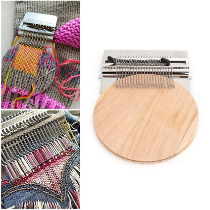 Joyzan Small Darning Loom, Speedweve Type Weave Tool Wood Mini Mending Stamping Machine Weaving Patch Kit Quickly Repair Mending Jeans Socks Clothes Stitching Knitting DIY Arts Beginner Holes 14 Hooks