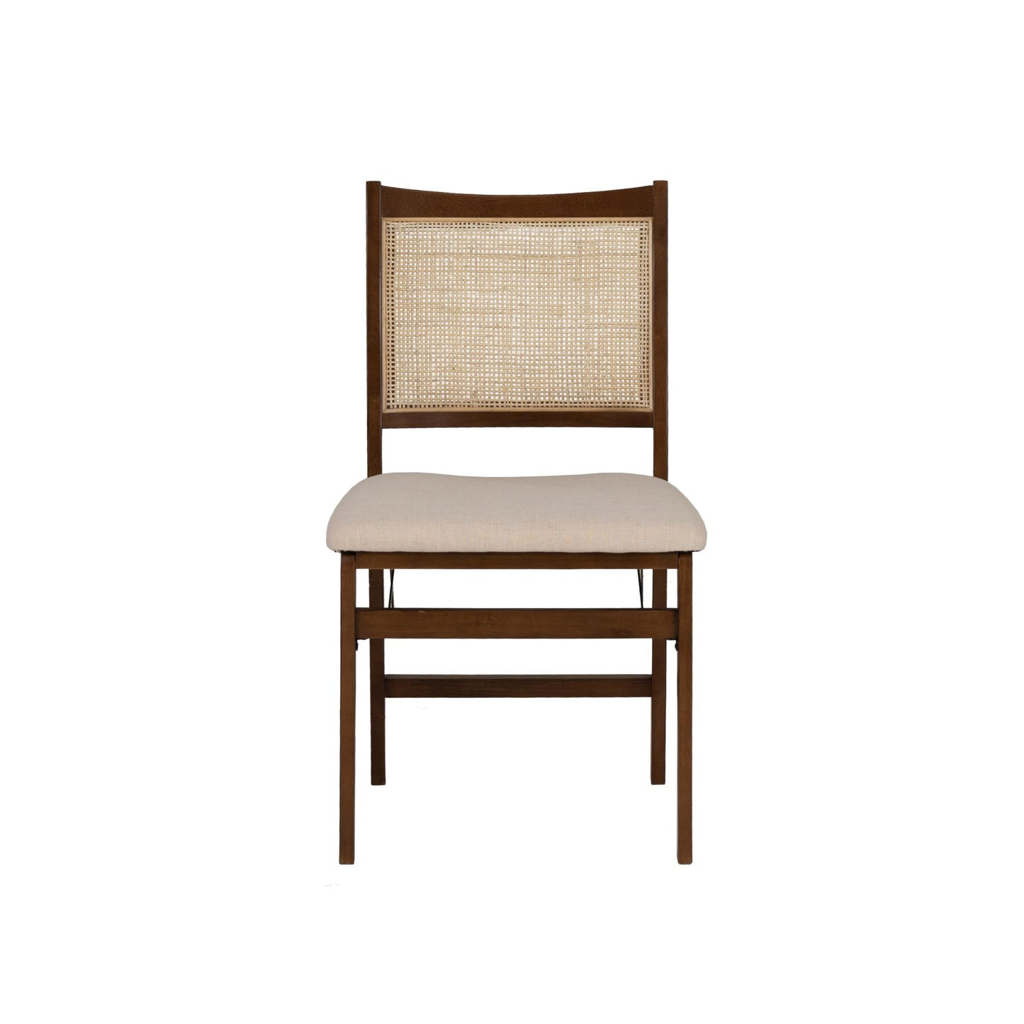 Powell Kasi Brown and Natural Rattan Cane Fully Assembled Foldable Wooden Dining Side Chair