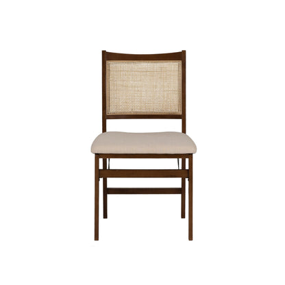 Powell Kasi Brown and Natural Rattan Cane Fully Assembled Foldable Wooden Dining Side Chair