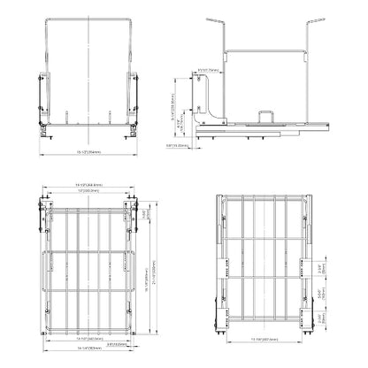 Dowell B18 Aluminum Base Wastebasket Pullout with Door Mount and Two 50Qt/13Gal Plastic Bins (4012 0218+50x2)