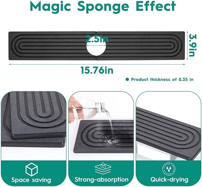 16 Inch Stone Faucet Mat for Kitchen Sink, Kitchen Sink Splash Guard-Water