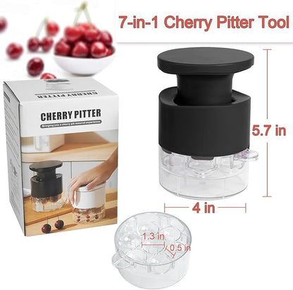 Cherry Pitter Tool 7-in-1, Portable Cherries Seed Remover, Fruit Pit Core Remover for Make Fresh Cherry Dishes, Cherry Pie and Jam and Cocktail Cherries