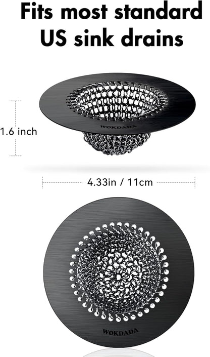 Black Kitchen Sink Strainer, Flippable Mesh Sink Drain Strainer, 304 Stainless