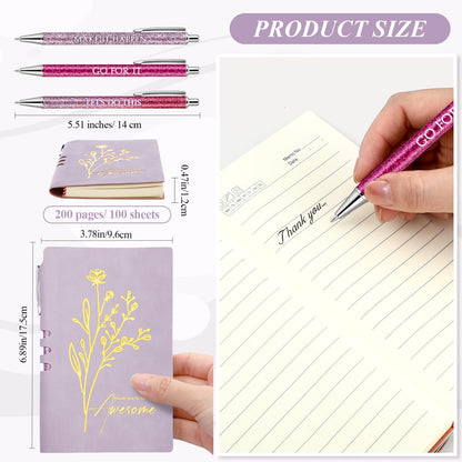 Sayglossy Thank You Gift Set for Volunteers Teacher Appreciation Week A6 Leather Journal Notebook Pen with Present Box Appreciation Gift for Employee Staff Teacher Nurse(Purple,Thank You)