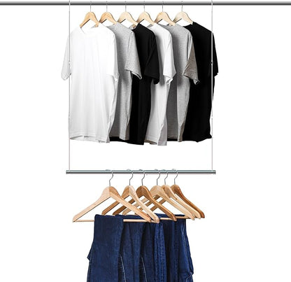 Hanging Closet Rod, 17-29In Adjustable Width and Up to 37In Height Adjustable