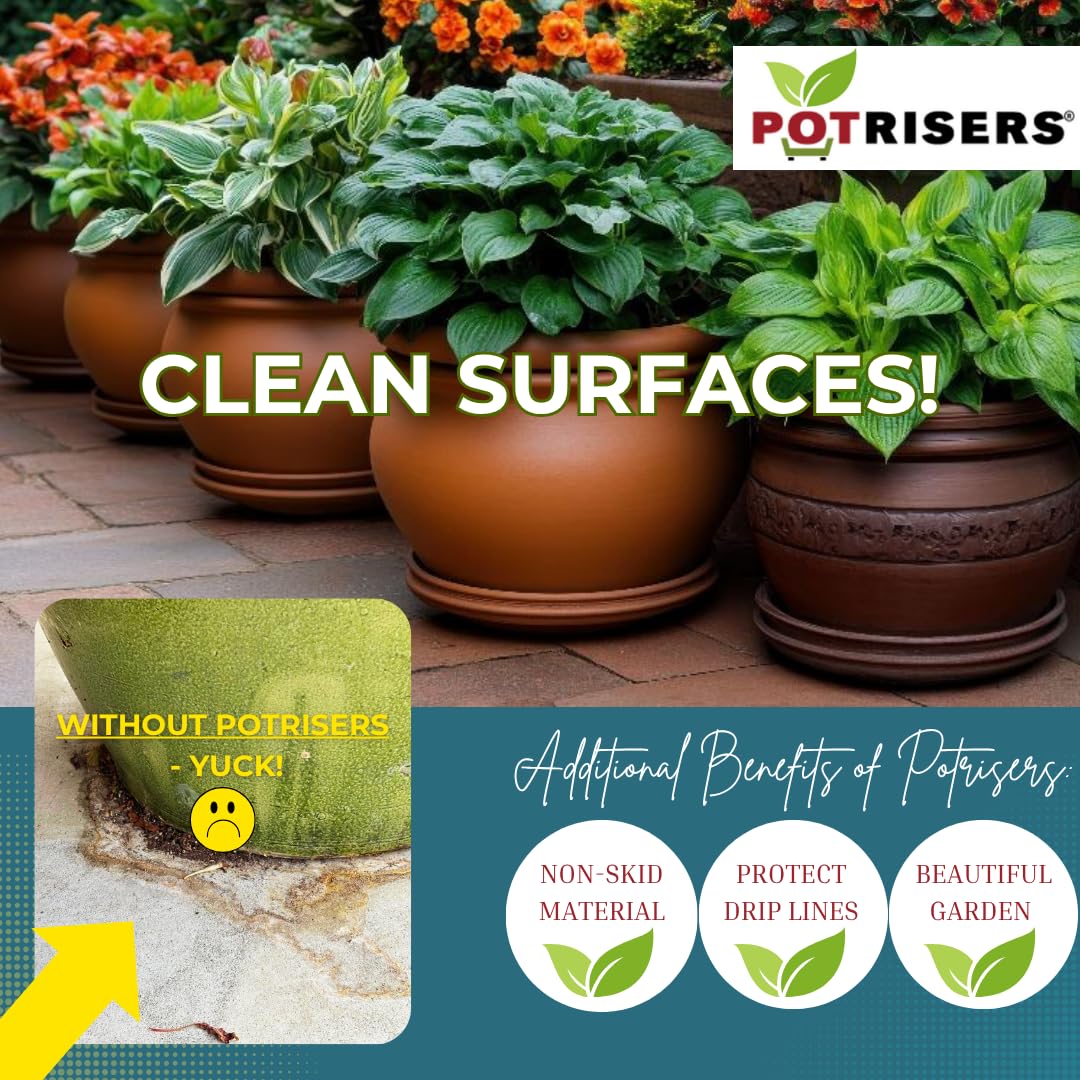 POTRISERS 80 Pack Standard 1" Wide x 1/2" Tall Super Value Pack | Invisible Pot Feet & Plant Risers | Drainage & Airflow for Planters, Pots, Garden Decor | Patios, Decks, Gardens