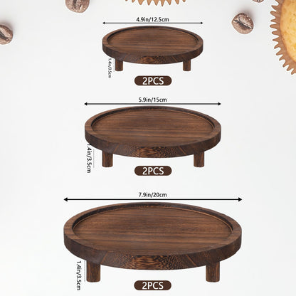 Zoketriton 6 Pcs Wooden Risers Display Stands Rustic Wood Cake Cupcake Stands for Party Round Food Risers Buffet Wooden Holder Rustic Riser for Buffet Display Home Wedding Party Decor