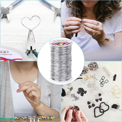 Anezus Bendable Craft Metal Wire - 540 Feet, 18 Gauge Flexible Beading Wire for Wreath Making, Jewelry Making, Floral (Silver, 1mm)