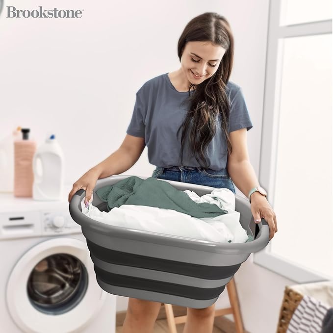 BROOKSTONE Collapsible Laundry Basket Set, Modern Extra Large Collapsible