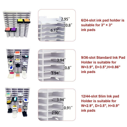 Sanfurney 36 Slots Ink Pad Storage Holder and Wall-Mounted Stamp Pad Organizer Rack for Standard Size Ink Pads, Stackable Christmas