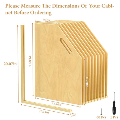sandpaint 10 Pack Wood Tray Dividers for Cabinet, Cookie Sheet Organizer for Cabinets, No-Cut Kitchen Cabinet Dividers, Cookie Trays for Kitchen, Utility Rooms, Pantry Storage