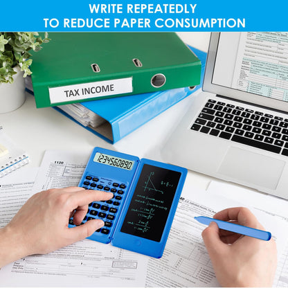 Scientific Calculators for Students, Blue Math Calculator with Notepad,10-Digit Large Screen, Classroom Must Haves for Middle High School Supplies & College （Blue）