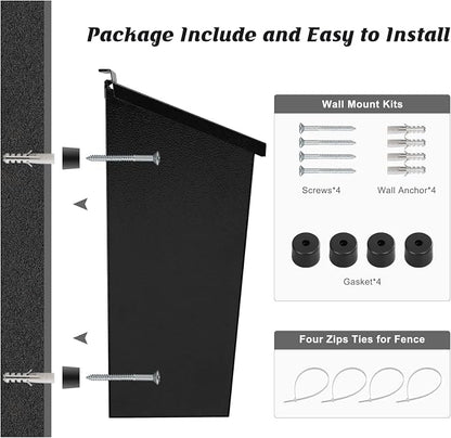 KYODOLED Wall-Mount Mailbox for House, Large Capacity Mail Box, Galvanized Steel Rust-Proof Metal Post Box, Mailboxes for Outside,15.7"x9.9"x4.9" Black