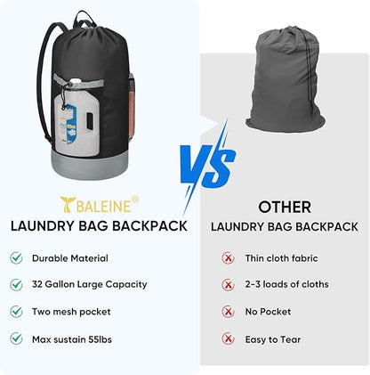 BALEINE 120L Laundry Bag Backpack, 900D Oxford Fabric Large Travel Laundry Bags