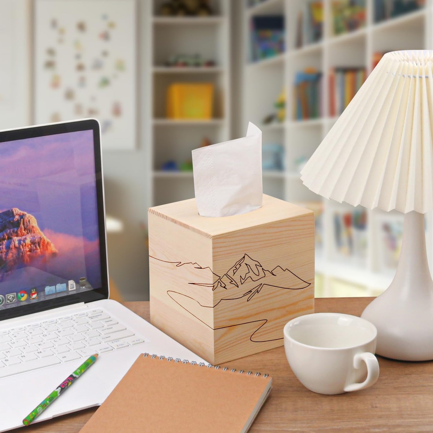 Geytetqi 6 Packs 5.8 Inch Wooden Tissue Box, Eco-Friendly, and Durable Square Wooden Facial Tissue Box for Home and Office Decor