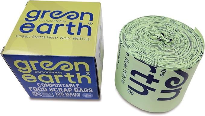 Green Earth Compostable Bags for Countertop Compost Bins, 1.2 Gallon, Extra
