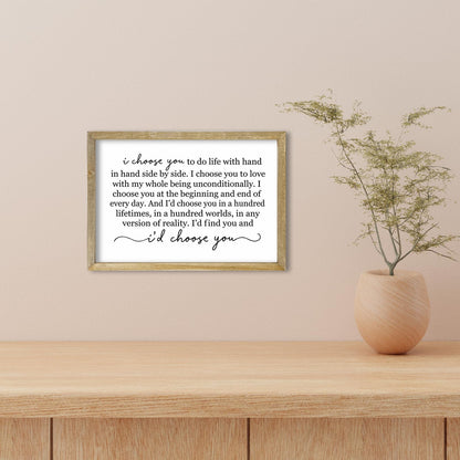 LuZhiQiang I Choose You To Do Life Sign Wall Decor 16X11 I Love You InchRomantic Marriage Art Wooden Framed Wall Hanging (Wood)