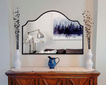 Chende Large Black Mirror, 47'' x 32'' Arched Mirror with Wooden Frame, Modern Decorative Wall Mirror for Living Room, Fireplace, Entryway