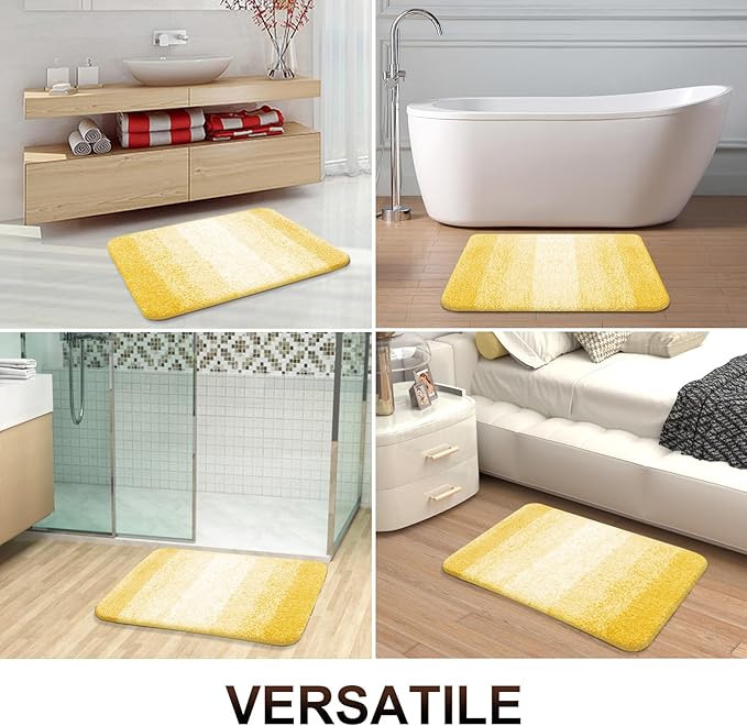 OLANLY Bathroom Runner Rugs Mat 47x20, Extra Soft Absorbent Microfiber Bath Rugs, Rubber Backing, Quick Dry, Washable Long Bath Mats for Bathroom Floor, Tub and Shower, Home Decor Accessories, Yellow