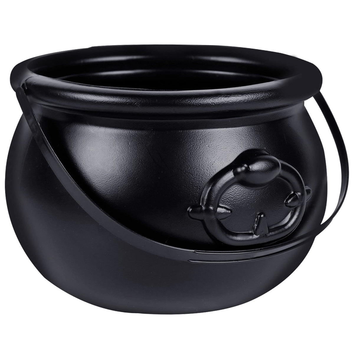 Zcaukya St Patricks Day Coin Pot, 7.4" Black Plastic Cauldron Kittle with Handle, Punch Bowl for Parties, Parade, Carnival, Dressing Accessories, Halloween Trick or Treat, Easter Egg Hunt