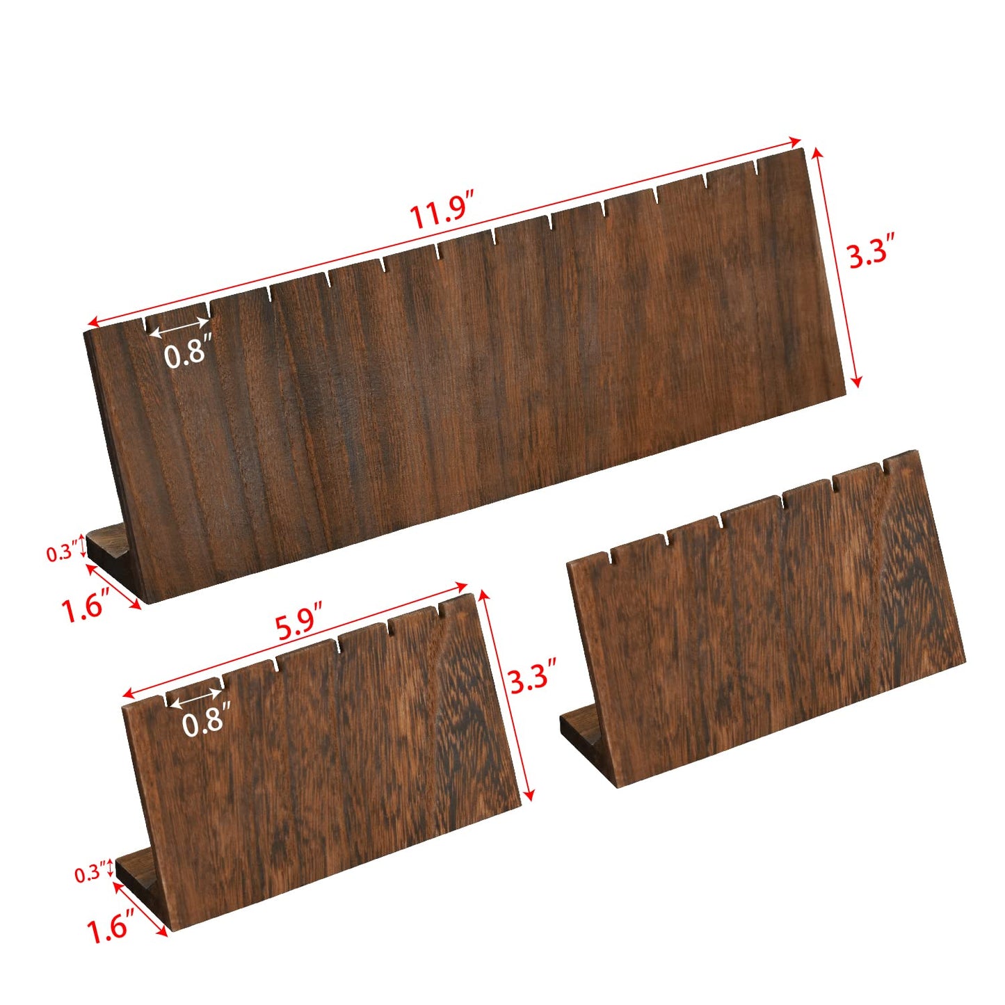 MOOCA Stunning 3-Piece Wooden Jewelry Display Stand Set - Versatile Earring and Pendant Organizer | Elegant Jewelry Stand, Rack, and Holder for Earrings | Holds up to 12 Pairs, Brown Color