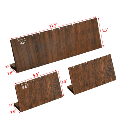 MOOCA Stunning 3-Piece Wooden Jewelry Display Stand Set - Versatile Earring and Pendant Organizer | Elegant Jewelry Stand, Rack, and Holder for Earrings | Holds up to 12 Pairs, Brown Color
