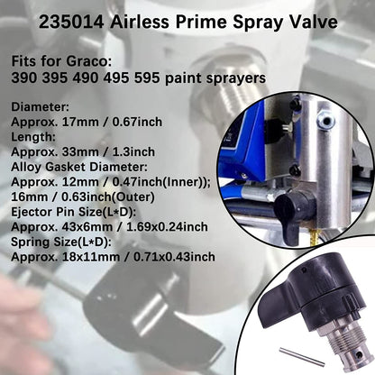 235014 Airless Spray Prime/Drain Valve - Compatible with Graco 210/230/390/395/490/495/595 & 3400 - Aftermarket Replacement for Airless Paint Sprayer & Spray Gun Part