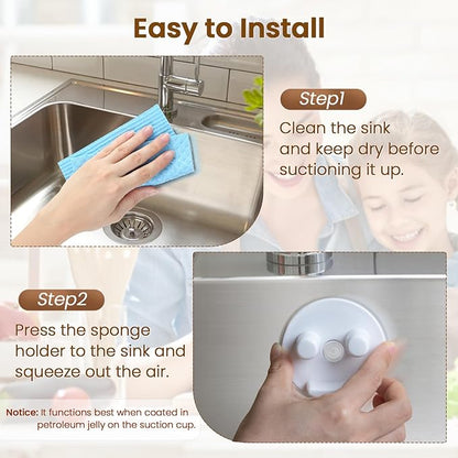 Sponge Holder, Sink Caddy w/Suction Cup Installation, Sponge Organizer
