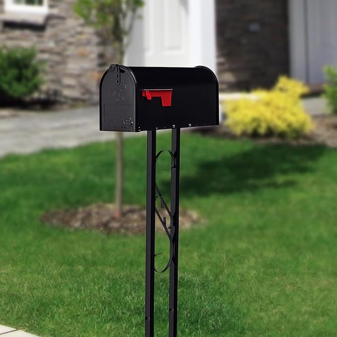 Architectural Mailboxes Mailbox to Go Mailbox with Post, Black, Medium | Includes the matching post and all hardware. Galvanized steel build and rust-resistant powder-coat finish. USPS approved.