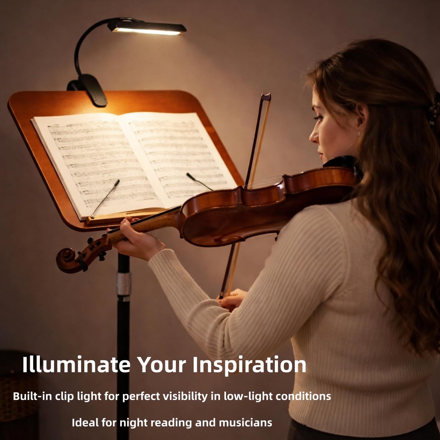 blinvcra 2 in 1 Multiplel-Use Music Stand with Light, Book Holder for Reading, Height Adjustable 18''-55'' Bible Shtender, Portable Podium Stand, Wood Table Stand for Laptop, Classroom, Church, Speech