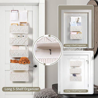 ANTIS'S HOME Over the Door Organizer Macrame Boho Nursery Storage