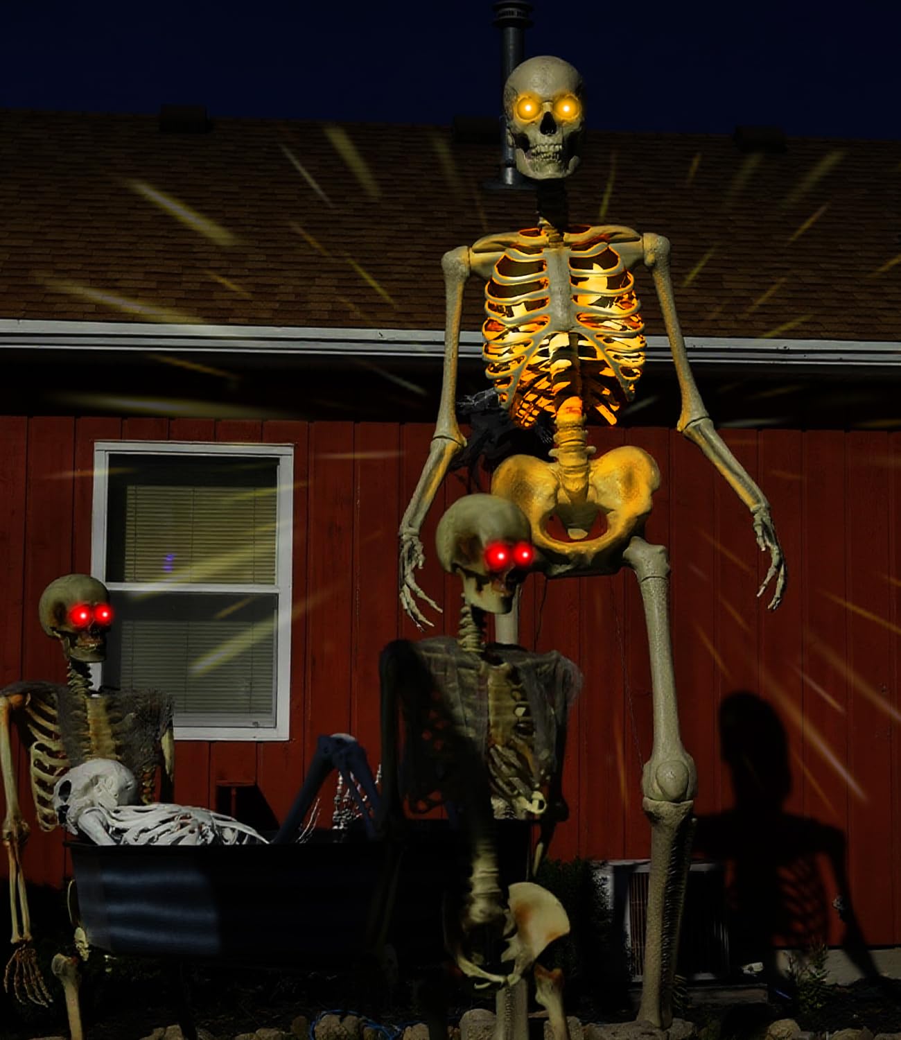 Makevivi Halloween Skeleton Light – 12ft Skeleton Chest Light Kit with App Control, Music-Sync, Timer & Remote, Outdoor Yard Decorations (Batteries Not Included)