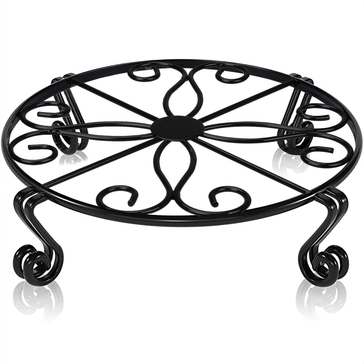Autopromake 12"x3.1" Black Plant Stand for Flower Pot Heavy Duty Potted Holder Indoor Outdoor Metal Rustproof Iron Garden Container Round Supports Rack for Planter Bronze,Pumpkin Stand Outdoor