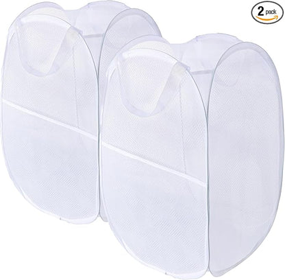 Foldable Mesh Popup Laundry Hamper, Laundry Basket Easy to Open and Fold