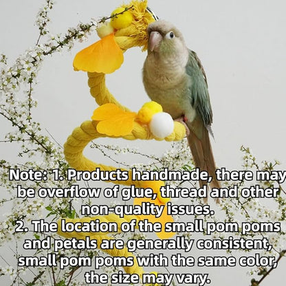 Bird Toys, Rope Perch for Parrots, 39.3 Inches Long, Brightly Colored Handmade Chew Toy, Spiral Design Bird Cage Climbing Rope for Lovebird Conure Quaker Budgie Cockatiel (Pink)