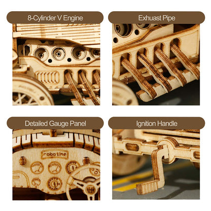 ROKR 3D Wooden Puzzle for Adults-Mechanical Car Model Kits-Brain Teaser Puzzles-Vehicle Building Kits-Unique Gift for Adults on Birthday/Christmas Day(1:16 Scale)(MC401-Grand Prix Car)